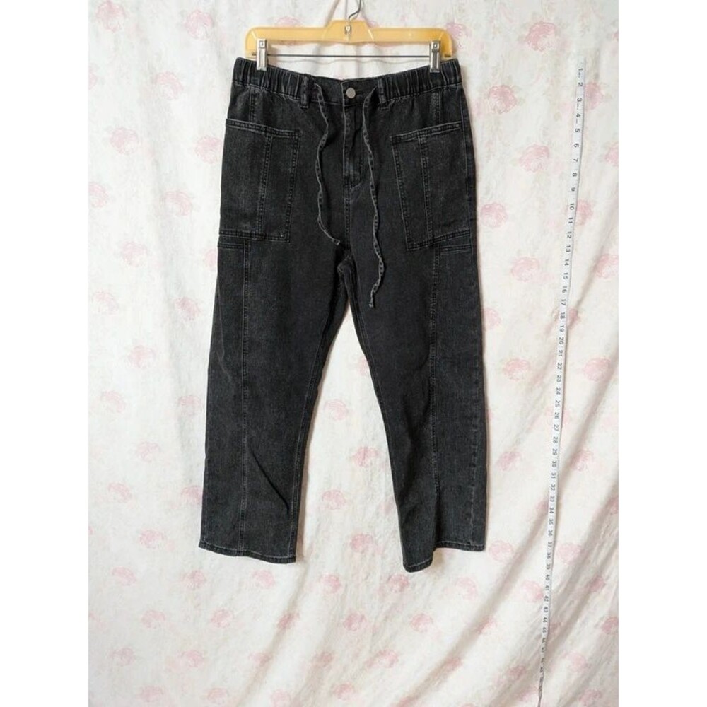 Vintage Live In Comfort Black Denim Utility Drawstring Pants - Size M A050